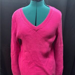 Fashion Bug Fuchsia V-Neck Women's Sweater